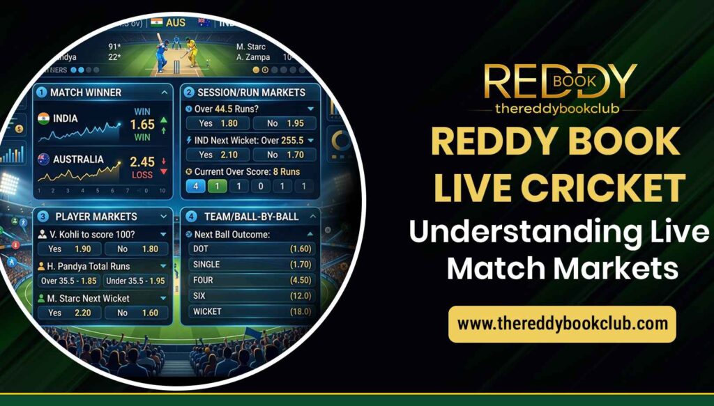 Reddy Book Live Cricket explained with an overview of live match markets, in-play odds, cricket terminology, and important considerations.