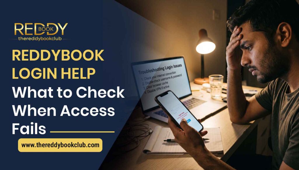 Reddybook login help explaining common access issues, including password errors, browser problems, verification checks, and account security concerns.